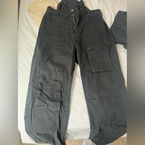 Black Cargo Flap Pants